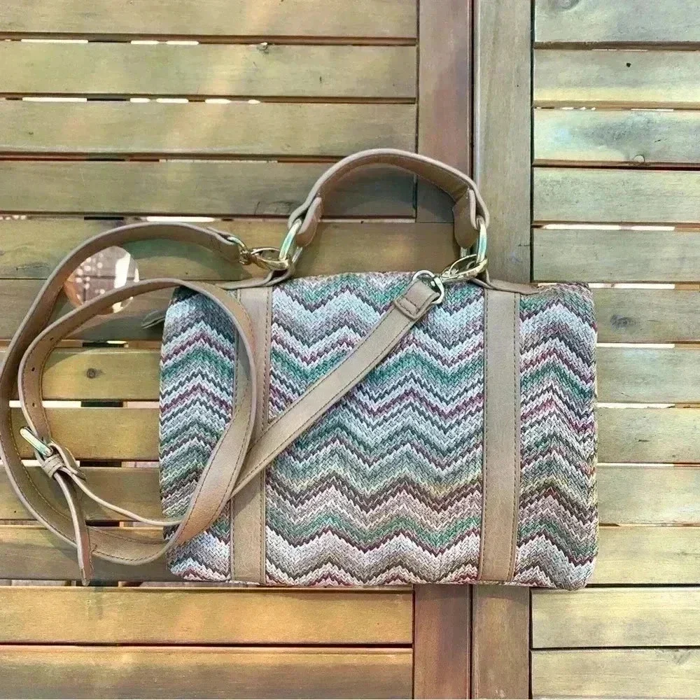 Olivia + Joy New York multicolored cross body bag with gold hardware